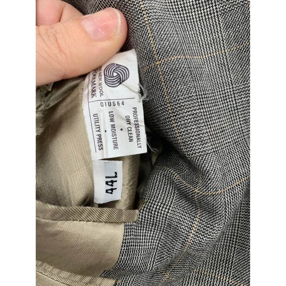 Vintage Burberrys Blazer Mens 44L Gray Plaid Super 100s Wool Made USA